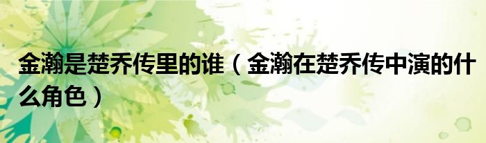 金瀚是楚乔传里的谁（金瀚在楚乔传中演的什么角色）