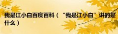 我是江小白百度百科（“我是江小白”讲的是什么）