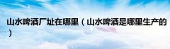 山水啤酒厂址在哪里（山水啤酒是哪里生产的）