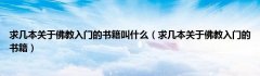求几本关于佛教入门的书籍叫什么（求几本关于佛教入门的书籍）