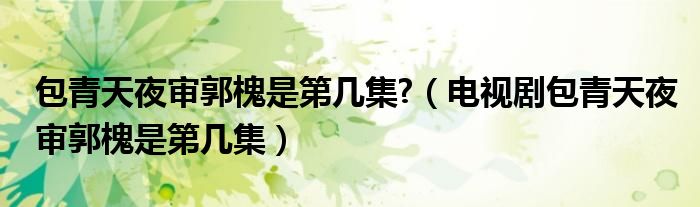包青天夜审郭槐是第几集?（电视剧包青天夜审郭槐是第几集）