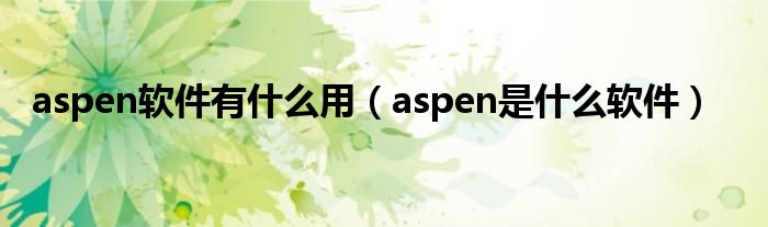 aspen软件有什么用（aspen是什么软件）