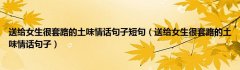 送给女生很套路的土味情话句子短句（送给女生很套路的土味情话句子）